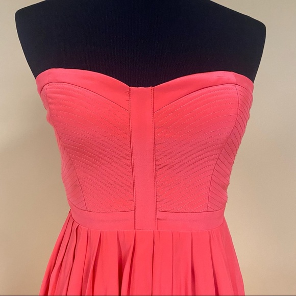 Parker Bayou Dragon Fruit Coral Strapless Silk Gown Maxi Dress Size S - Picture 4 of 12